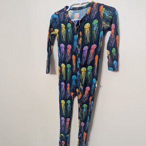 EUC Muse Threads Rainbow Jellyfish Zipped Romper size 18-24 Months